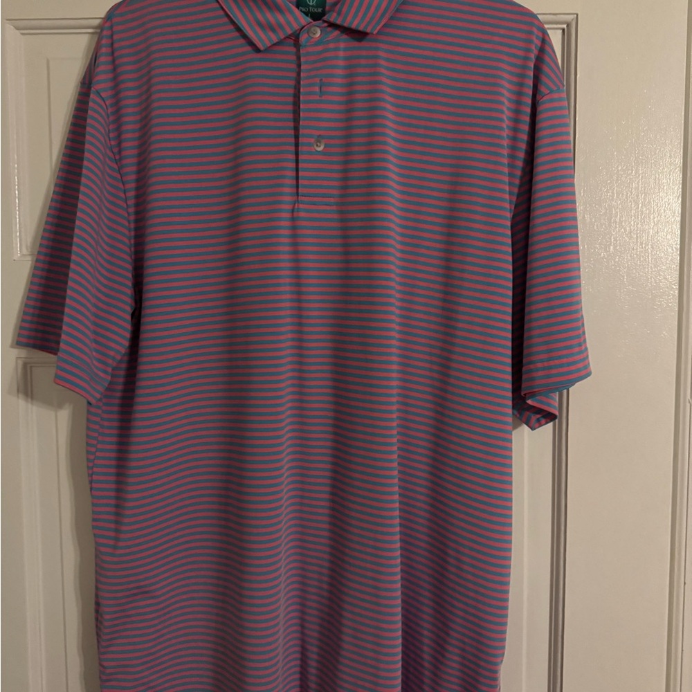 Striped Polo Shirt - Pink and Blue